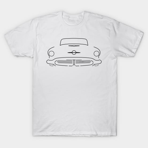 Oldsmobile Starfire 1956 American classic car outline graphic (black) T-Shirt by soitwouldseem